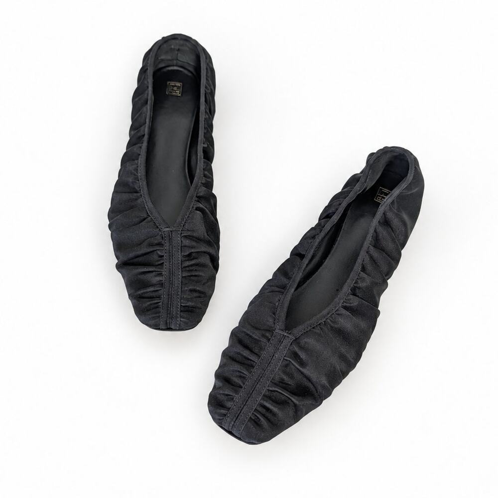 Toteme Gathered Ballet Flats Black Satin 36
